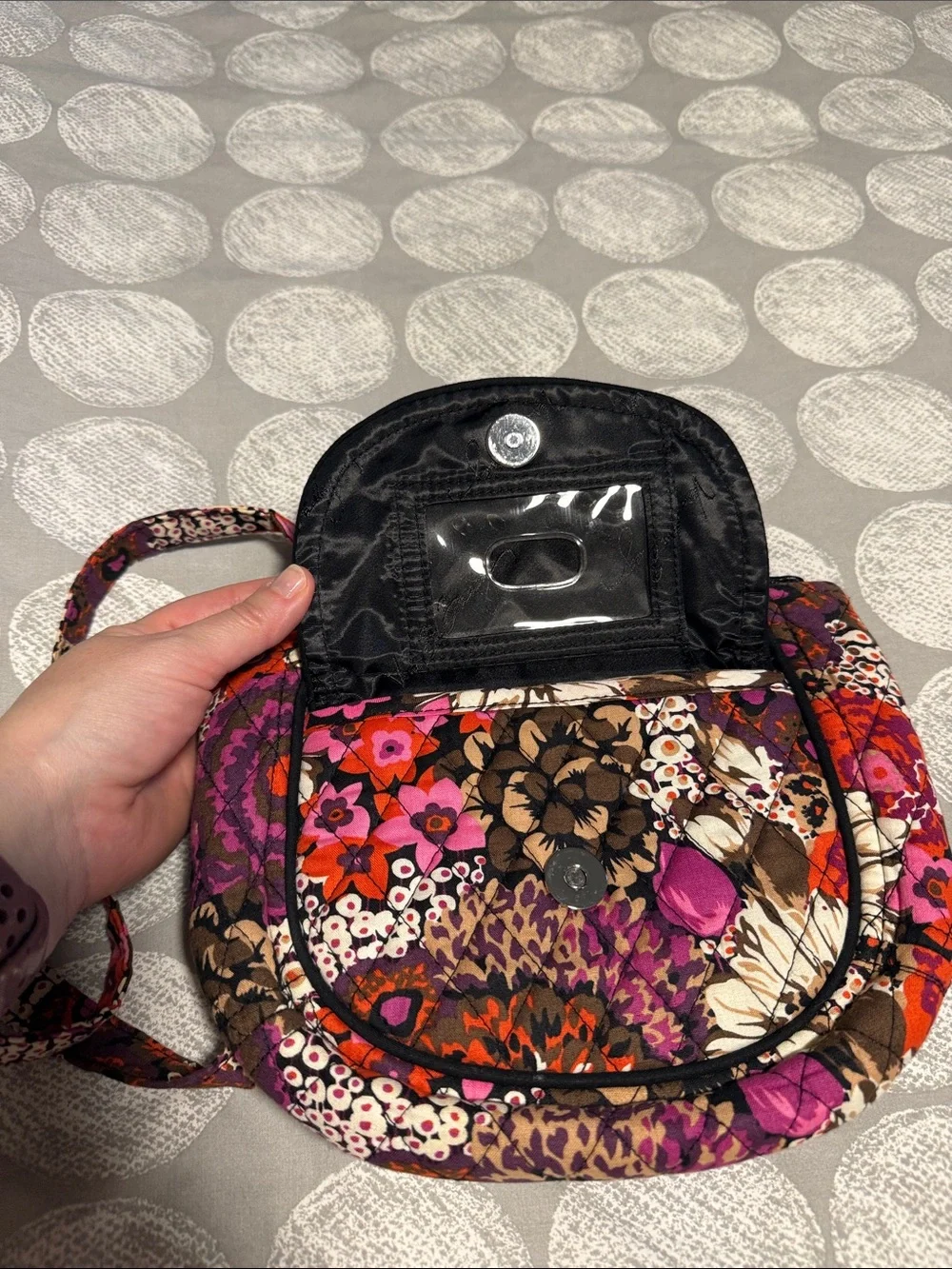 Vera Bradley Quilted Floral Crossbody Bag in Purple and Pink